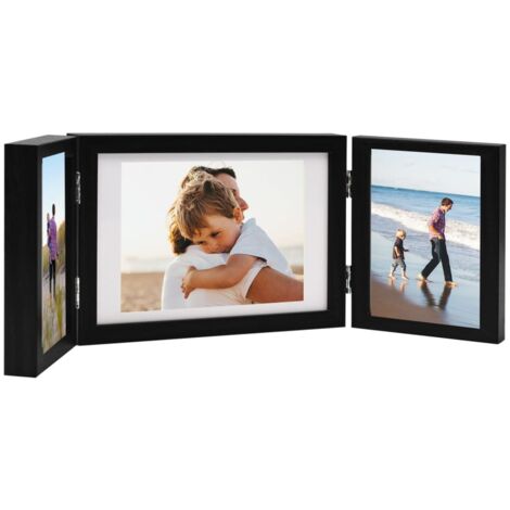 Trifold Photo Frame Collage Black 28x18 cm+2x vidaXL