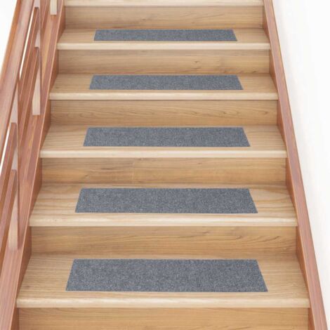 Stair Mats Self-adhesive 15 pcs 76x20 cm Light Grey Rectangular vidaXL