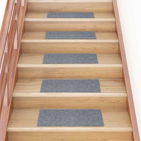 Stair Mats Self-adhesive 15 pcs 60x25 cm Light Grey Rectangular vidaXL