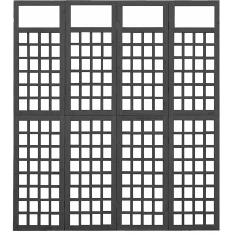 4-Panel Room Divider/Trellis Solid Fir Wood Black 161x180 cm vidaXL