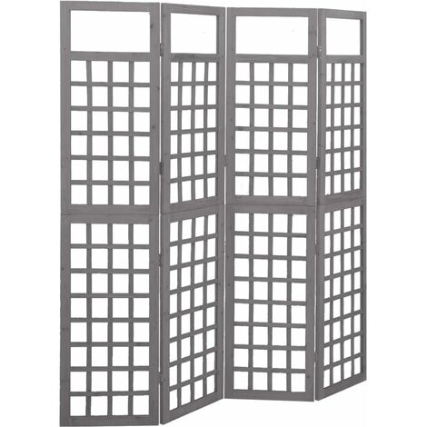 4-Panel Room Divider/Trellis Solid Fir Wood Grey 161x180 cm vidaXL