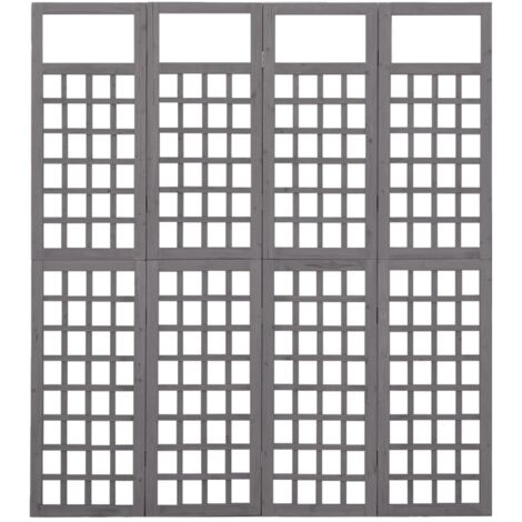 4-Panel Room Divider/Trellis Solid Fir Wood Grey 161x180 cm vidaXL