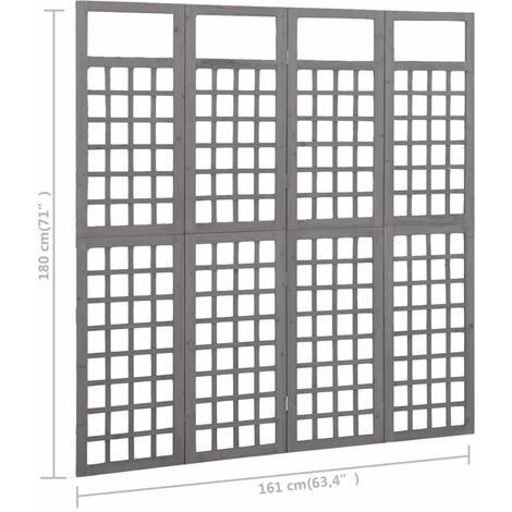 4-Panel Room Divider/Trellis Solid Fir Wood Grey 161x180 cm vidaXL