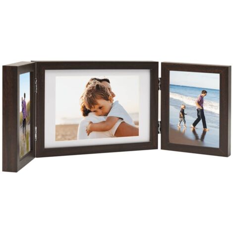 Trifold Photo Frame Collage Dark Brown 28x18 cm+2x vidaXL