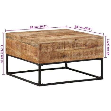Coffee Table 68x68x41 cm Rough Mango Wood vidaXL