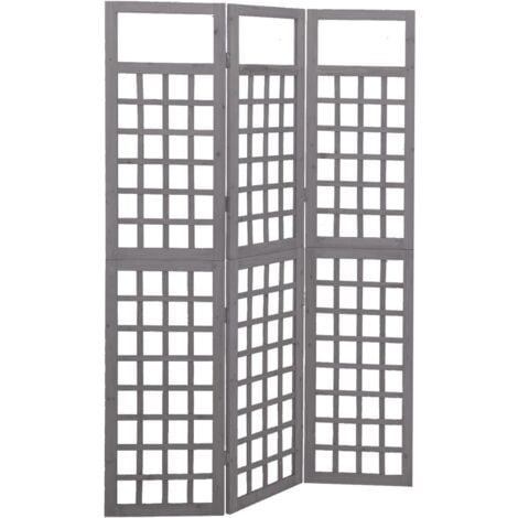 3-Panel Room Divider/Trellis Solid Fir Wood Grey 121x180 cm vidaXL