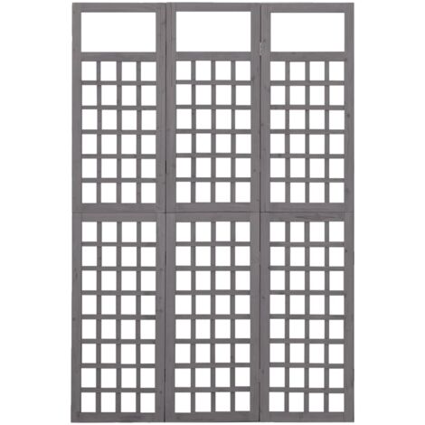 3-Panel Room Divider/Trellis Solid Fir Wood Grey 121x180 cm vidaXL