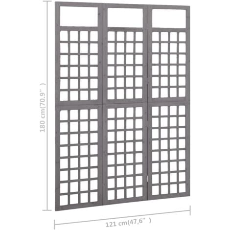 3-Panel Room Divider/Trellis Solid Fir Wood Grey 121x180 cm vidaXL