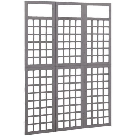 3-Panel Room Divider/Trellis Solid Fir Wood Grey 121x180 cm vidaXL