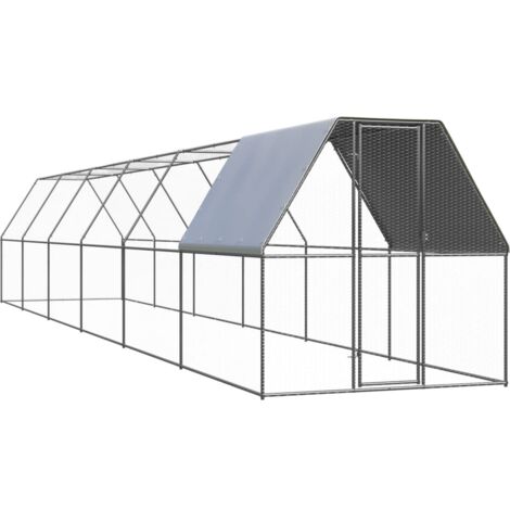 Outdoor Chicken Cage 2x12x2 m Galvanised Steel vidaXL