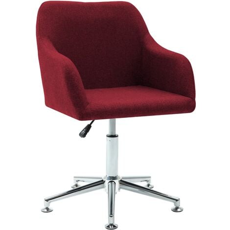vidaXL Swivel Office Chair Wine Red Fabric - Red