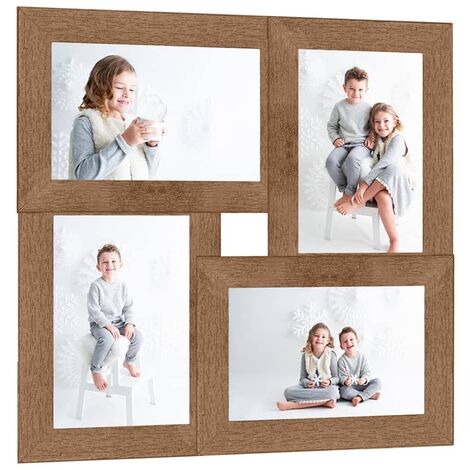 Collage Photo Frame for 4x(10x15 cm) Picture Light Brown MDF vidaXL