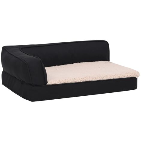 vidaXL Ergonomic Dog Bed Mattress 75x53 cm Linen Look Fleece Black
