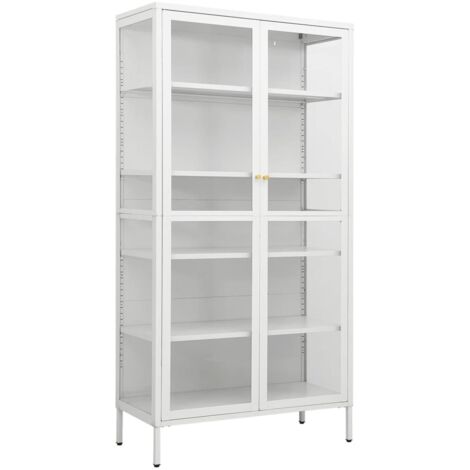 Display Cabinet White 90x40x180 cm Steel and Tempered Glass vidaXL (1/5)