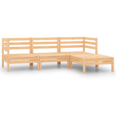 Garden Lounge Set Natural wood Solid pinewood Medium Tough vidaXL