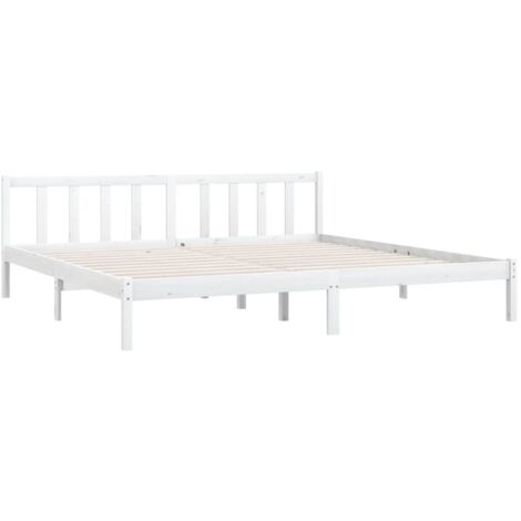 Bed Frame without Mattress White Solid Wood Super King Size vidaXL