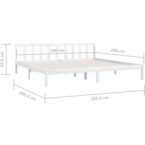 Bed Frame without Mattress White Solid Wood Super King Size vidaXL