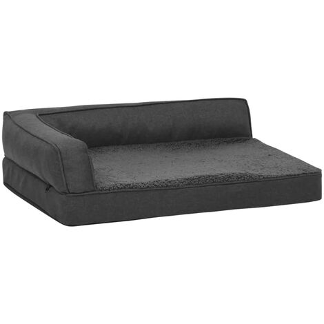 vidaXL Ergonomic Dog Bed Mattress 90x64cm Linen Look Fleece Dark Grey - Grey