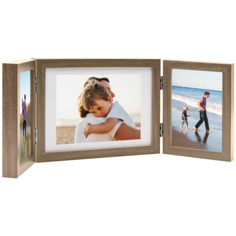 Trifold Photo Frame Collage Light Brown 22x15 cm+2x vidaXL