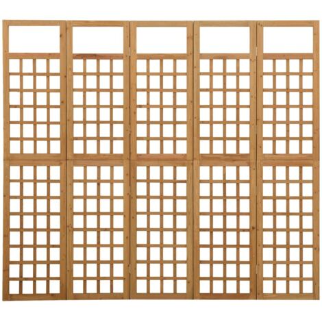 5-Panel Room Divider/Trellis Solid Fir Wood 201.5x180 cm vidaXL