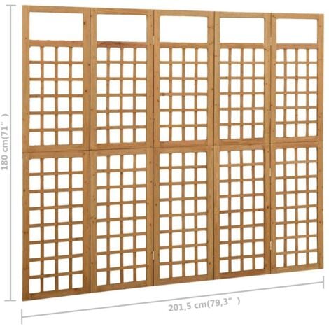 5-Panel Room Divider/Trellis Solid Fir Wood 201.5x180 cm vidaXL