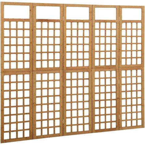 5-Panel Room Divider/Trellis Solid Fir Wood 201.5x180 cm vidaXL