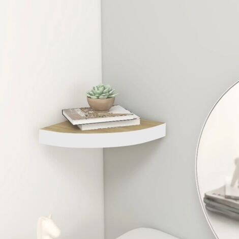 Wall Corner Shelf Oak and White 35x35x3.8 cm MDF vidaXL