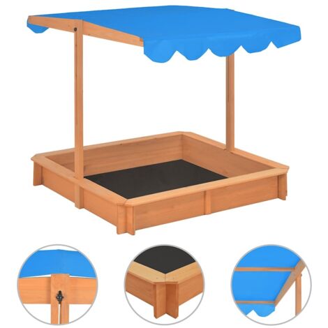Sandbox with Adjustable Roof Firwood 115x115x115 cm vidaXL