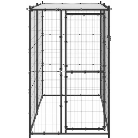 Outdoor Dog Kennel Steel with Roof 110x220x180 cm vidaXL