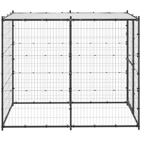 Outdoor Dog Kennel Steel with Roof 110x220x180 cm vidaXL