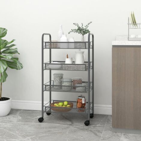 4-Tier Kitchen Trolley Grey 46x26x85 cm Iron vidaXL