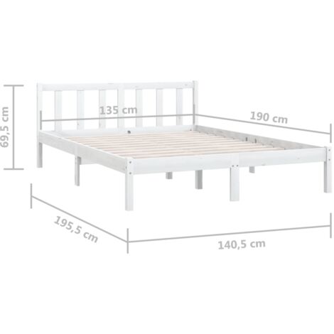 Bed Frame without Mattress White Solid Wood Double vidaXL