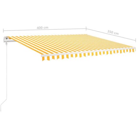 Manual Retractable Awning with Posts 4x3.5 m Yellow and White vidaXL