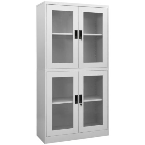 Office Cabinet Light Grey 90x40x180 cm Steel and Tempered Glass vidaXL