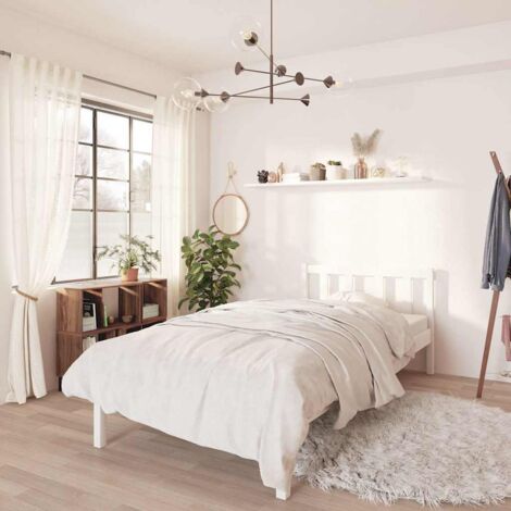 Bed Frame without Mattress White Solid Wood Small Single vidaXL