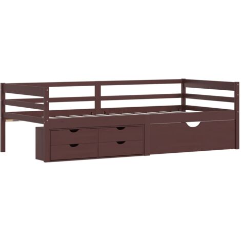 Bed Frame with Storage without Mattress Dark Brown 90x200 cm vidaXL