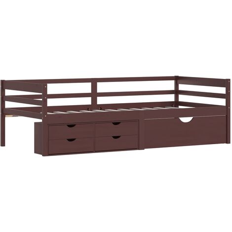 Bed Frame with Storage without Mattress Dark Brown 90x200 cm vidaXL
