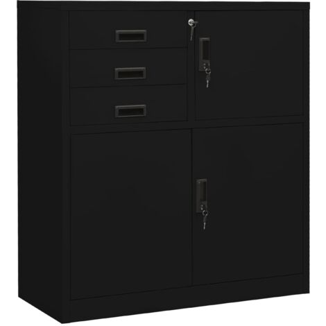 Office Cabinet Black 90x40x102 cm Steel vidaXL