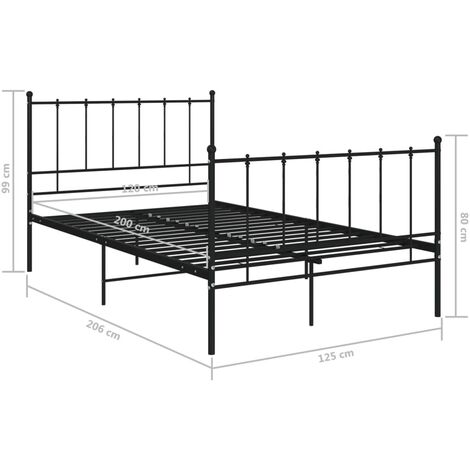 Bed Frame without Mattress Black Metal 120x200 cm vidaXL