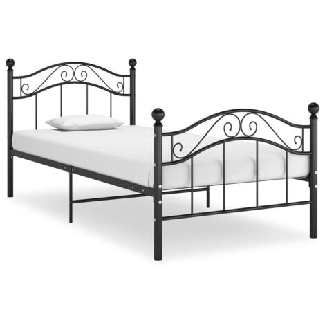 Bed Frame  Black  Powder-coated metal  Single   Durable   Bed Frame vidaXL (1/5)