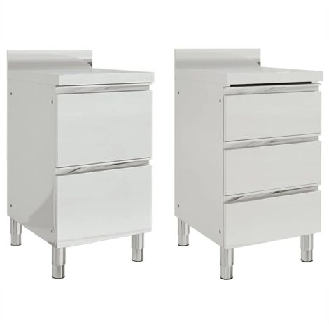 Commercial Kitchen Cabinets 2 pcs 50x60x96 cm Stainless Steel vidaXL