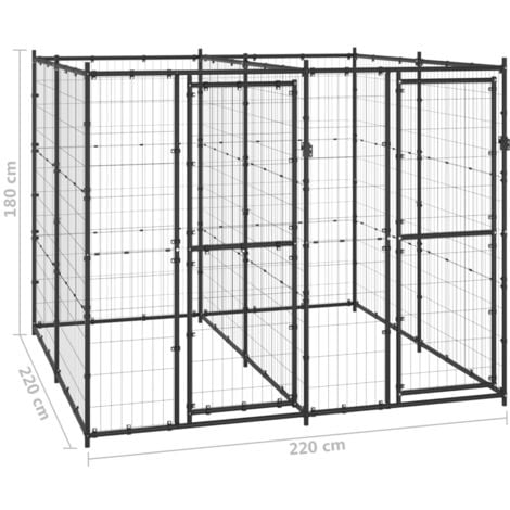 Outdoor Dog Kennel Steel 4.84 m² vidaXL