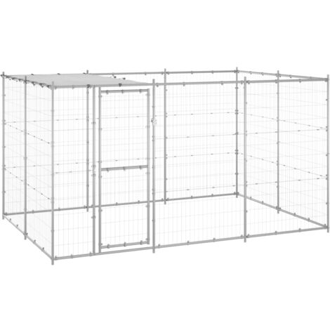 Outdoor Dog Kennel Galvanised Steel with Roof 7.26 m² vidaXL