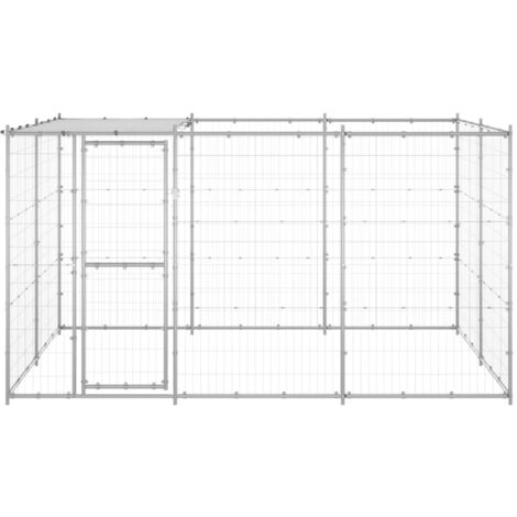 Outdoor Dog Kennel Galvanised Steel with Roof 7.26 m² vidaXL