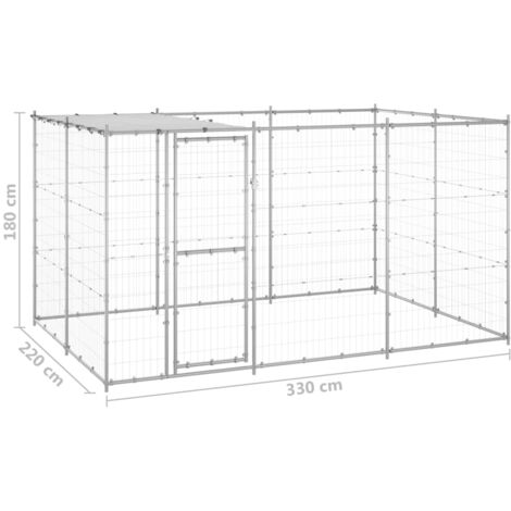 Outdoor Dog Kennel Galvanised Steel with Roof 7.26 m² vidaXL