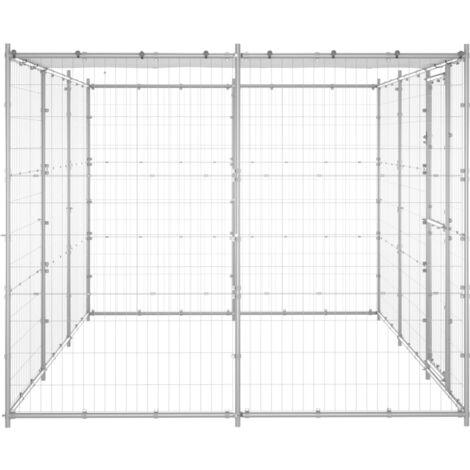 Outdoor Dog Kennel Galvanised Steel with Roof 7.26 m² vidaXL