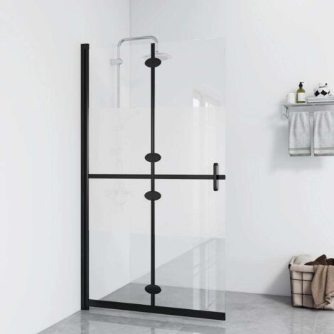 Foldable Walk-in Shower Wall Half Frosted ESG Glass 90x190 cm vidaXL