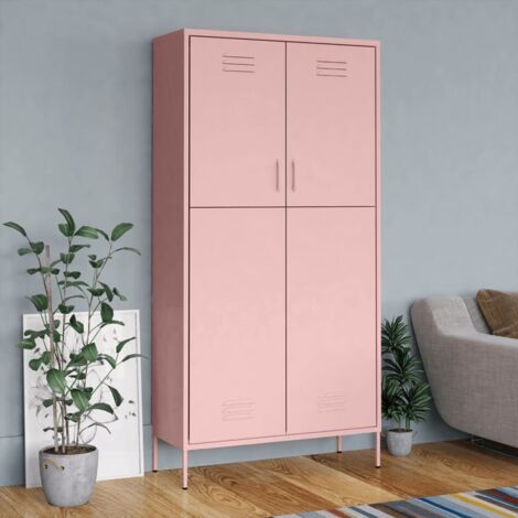 Wardrobe Pink 90x50x180 cm Steel vidaXL