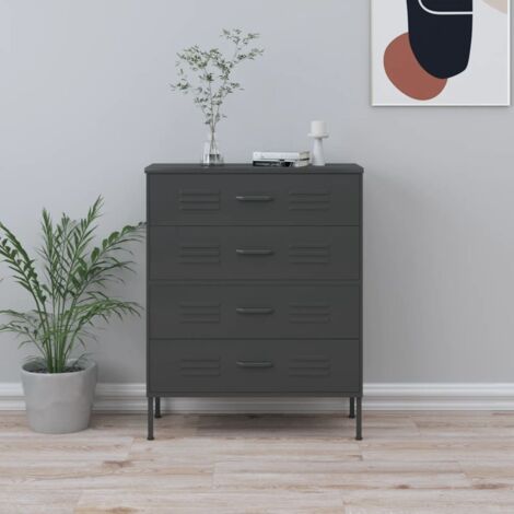 Chest of Drawers Anthracite 80x35x101.5 cm Steel vidaXL