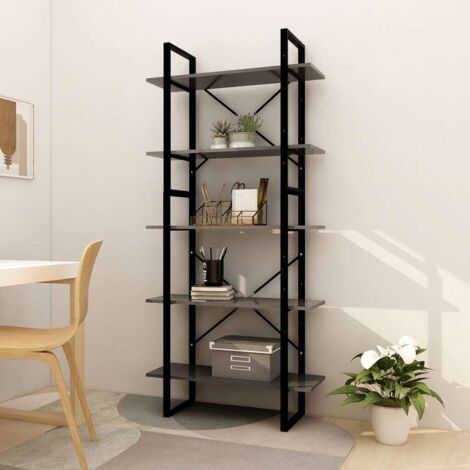5-Tier Book Cabinet Grey 80x30x175 cm Engineered Wood vidaXL